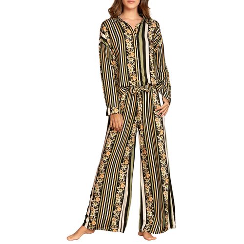 Black Pinstripe Flower Shay Long Pyjama Set - Maaji - Modalova