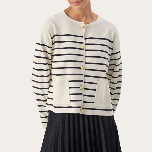 Cream/ Stripe Elodie Button Cardigan - Part Two - Modalova