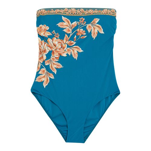 Teal Floral Enchantement Bandeau Swimsuit - Jets - Modalova