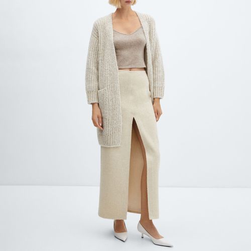 Ecru Cable Knit Longline Cardigan - Mango - Modalova