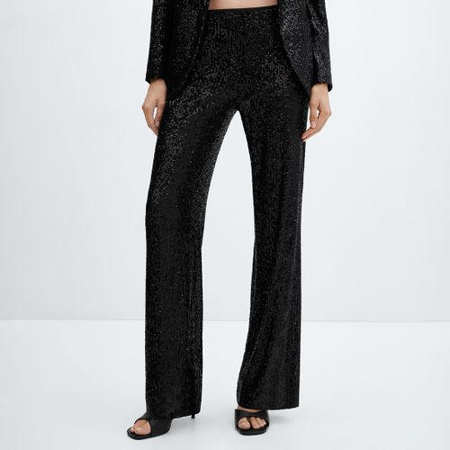 Black Sequin Suit Trousers - Mango - Modalova