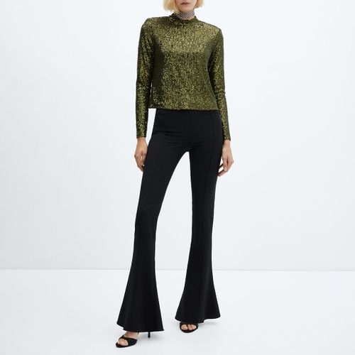 Olive Sequin Turtleneck Top - Mango - Modalova