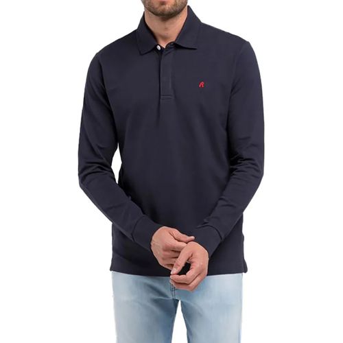 Navy Long Sleeve Polo Shirt - Replay - Modalova