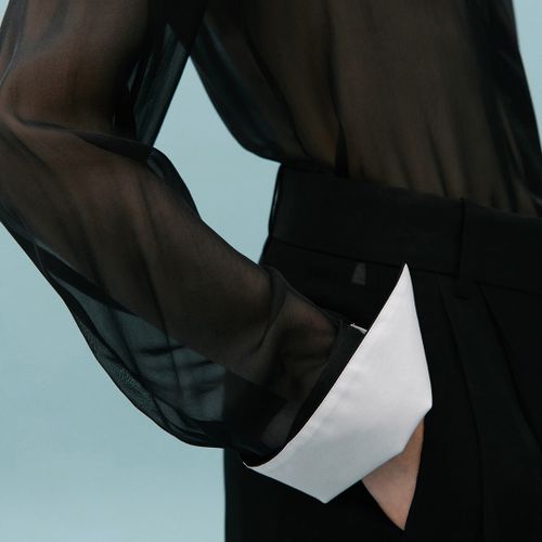 Black Sheer Silk Blend Shirt - Mango X Victoria Beckham - Modalova