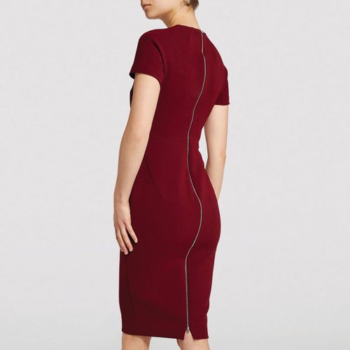 Burgundy T-Shirt Fitted Dress - Victoria Beckham - Modalova