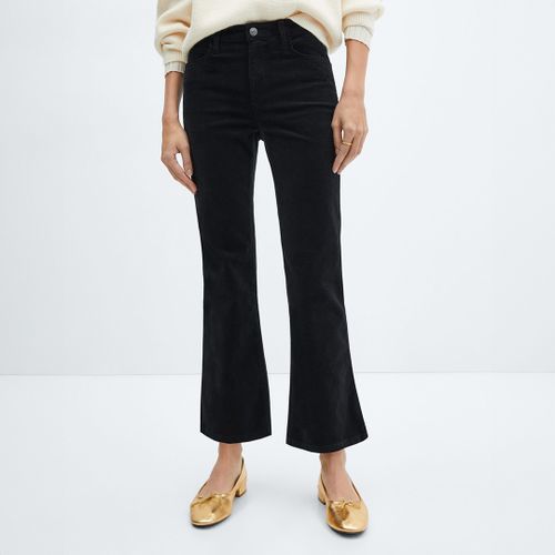 Black Flare Crop Corduroy Trousers - Mango - Modalova