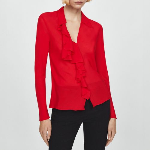 Scarlet V-Neck Ruffle Blouse - Mango - Modalova