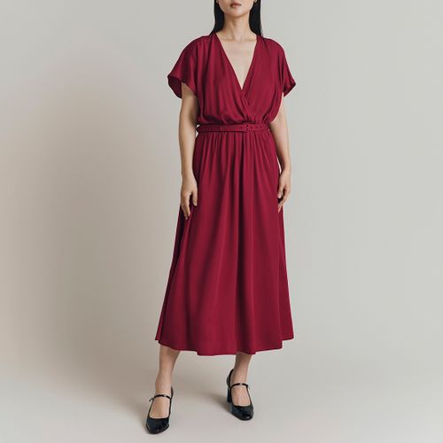 Raspberry Satin Gathered Midi Dress - Ghost - Modalova