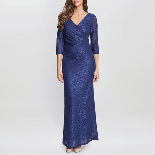 Navy Lace Wrap Maxi Dress - Gina Bacconi - Modalova