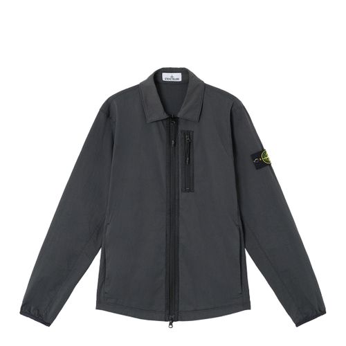 Charcoal Twill Zip Overshirt - Stone Island - Modalova