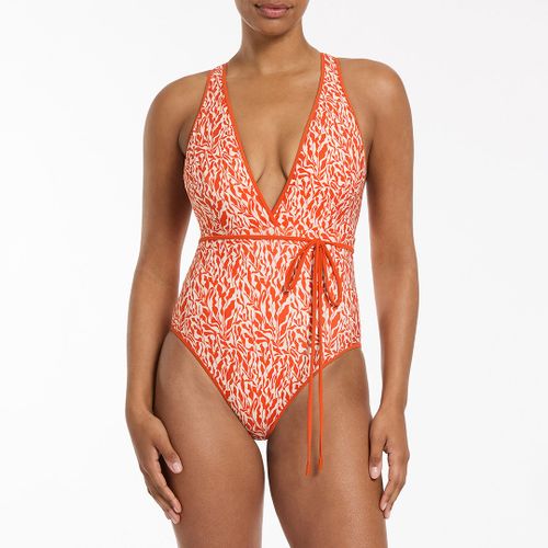 Coral Sereno Ditsy Plunge Waist Tie One Piece Swimsuit - Size 8 - Jets - Modalova