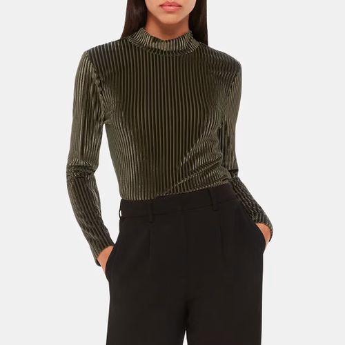 Khaki Velvet Striped Top - WHISTLES - Modalova