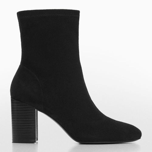 Black Faux Suede Heeled Ankle Boots - Mango - Modalova