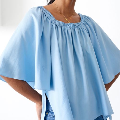 Powder Blue Gathered Relaxed Blouse - Mother Of Pearl - Modalova