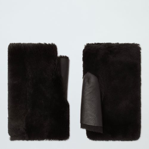 Black Shearling Fingerless Mittens - NÂ°Â· Eleven - Modalova