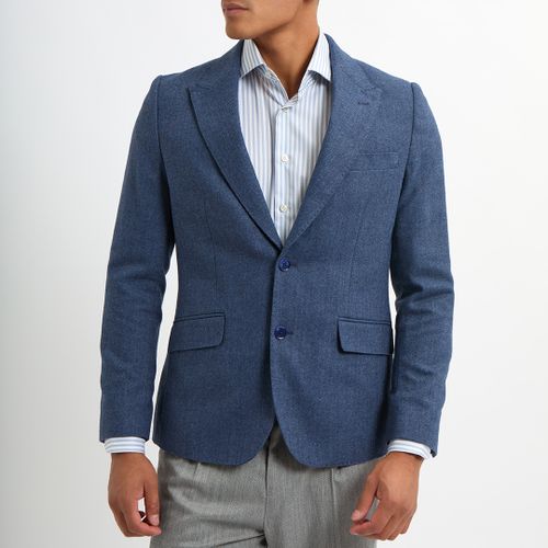 Herringbone Davide Wool Blend Blazer - Gianni Feraud - Modalova