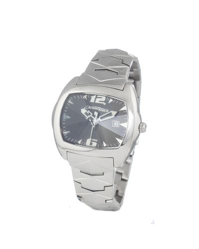 Men's Steel Quartz Analog Watch with Black Dial - Chronotech - Modalova