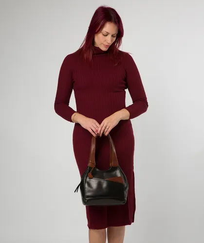 Enza' Black & Conker Brown Leather Handbag - Size One Size - NiNa Amora - Modalova