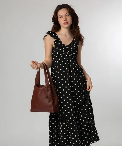 Celeste' Chestnut Leather Handbag - Size One Size - NiNa Amora - Modalova