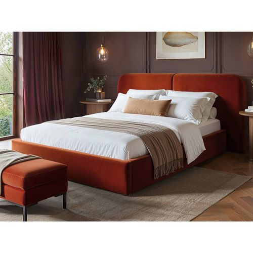 Lena Burnt Velvet Ottoman Bed - Size Double - Solace+Co - Modalova