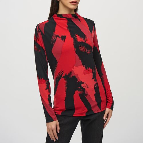 Black/Red Printed Cowl Neck Blouse - Joseph Ribkoff - Modalova