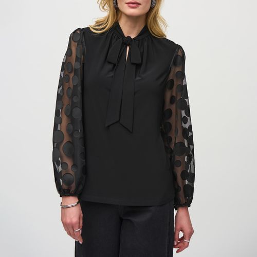 Black Tie-Neck Semi-Sheer Blouse - Joseph Ribkoff - Modalova