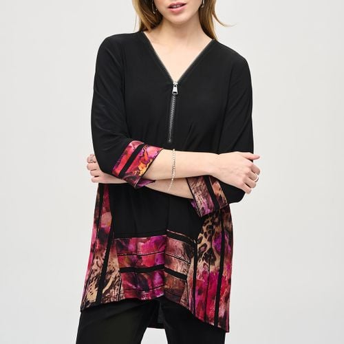 Black Printed Zip Blouse - Joseph Ribkoff - Modalova