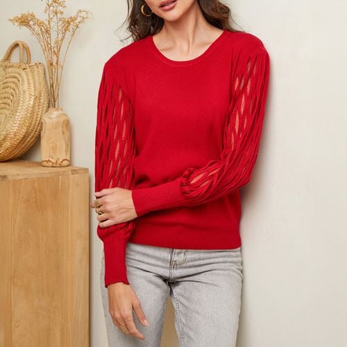 Scarlet Cashmere Blend Open Knit Sleeve Jumper - SOFT CASHMERE - Modalova