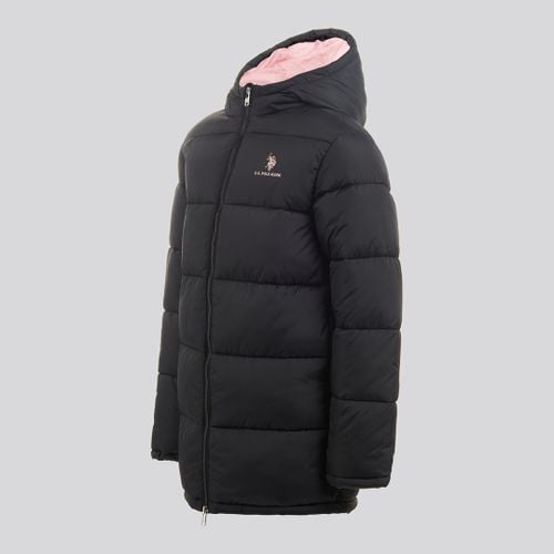 Black Longline Puffa Coat - U.S. Polo Assn. - Modalova