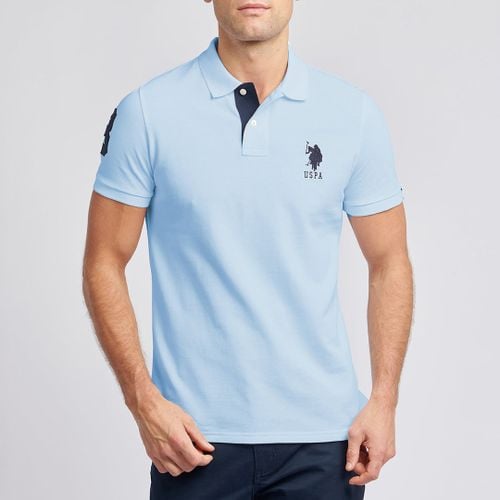 Sky Embroidered Cotton Polo Top - U.S. Polo Assn. - Modalova