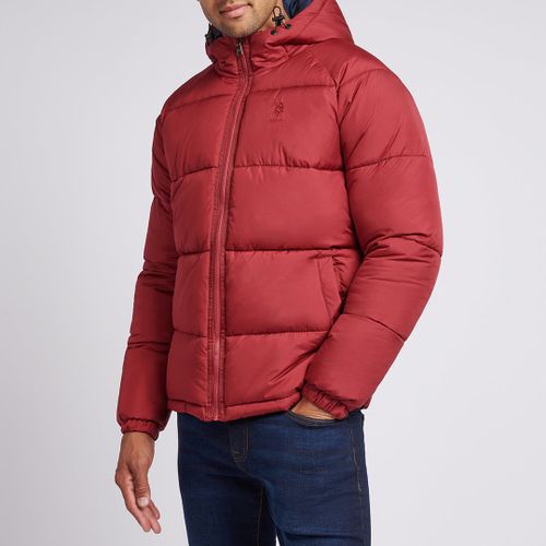 Red Ripstop Hooded Puffer Jacket - U.S. Polo Assn. - Modalova