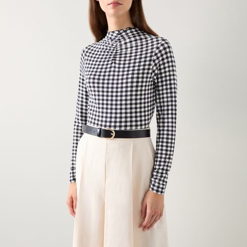 Black Gingham Mock Neck Top - L K Bennett - Modalova