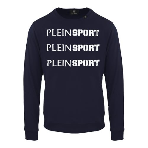 Navy Crew Neck Text Logo Sweatshirt - Philipp Plein - Modalova