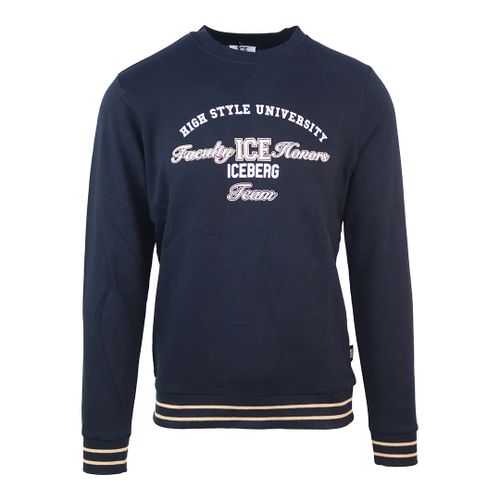 Navy Crew Neck Graphic Sweatshirt - Iceberg - Modalova