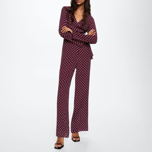 Maroon Knot Printed Jumpsuit - Mango - Modalova