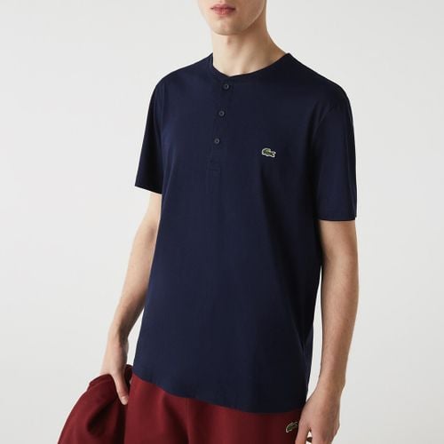 Embroidered Henley Cotton Blend Top - Lacoste - Modalova