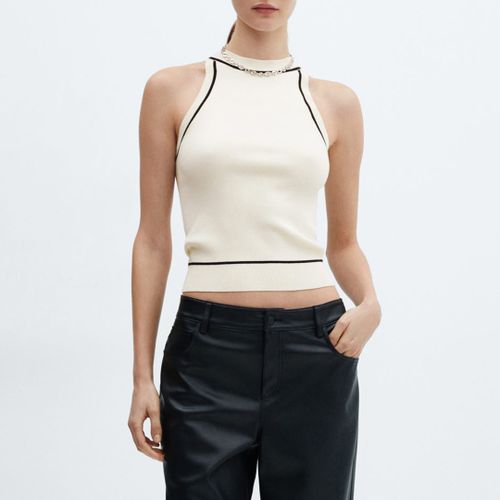 Ecru Contrast Trim Top - Mango - Modalova