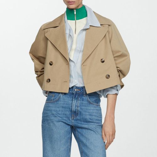 Beige Crop Trench Coat With Lapels - Mango - Modalova