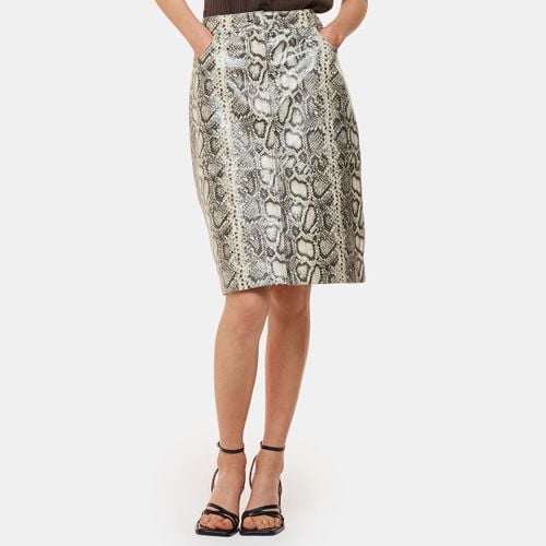 Beige Snake Skin Leather Midi Skirt - WHISTLES - Modalova