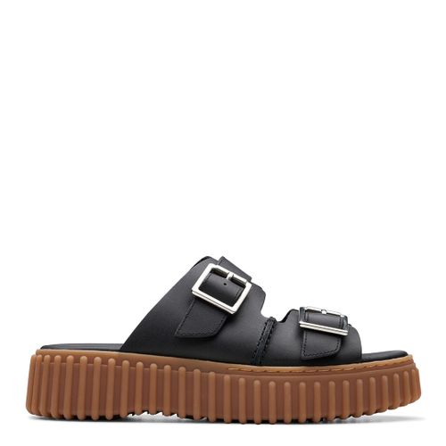 Black Torhill Slide Leather Sandals - Clarks - Modalova