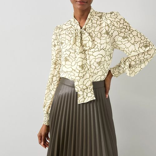 Ecru/Khaki Penny Printed Silk Blouse - L K Bennett - Modalova