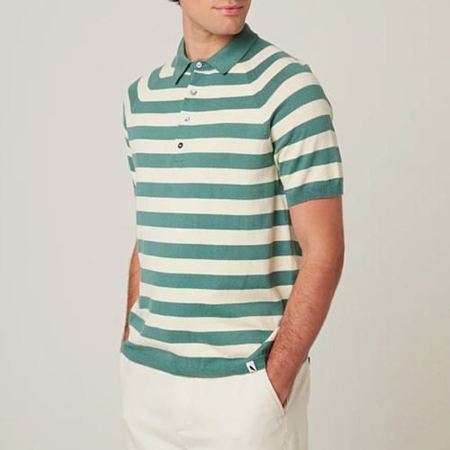 Turquoise/Cream Stripe Rugby Polo Shirt - Peregrine - Modalova