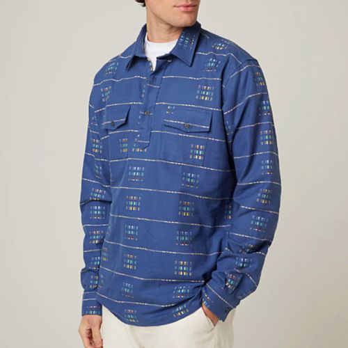 Denim Blue Printed Smock Shirt - Peregrine - Modalova