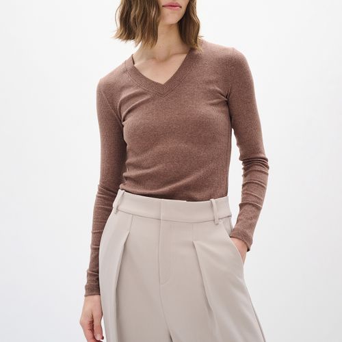 Beige Dagna V-neck Long Sleeve Top - Inwear - Modalova