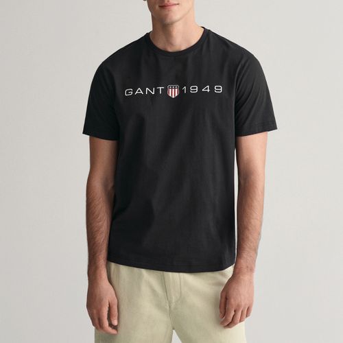 Black Printed Graphic Logo T-Shirt - Gant - Modalova