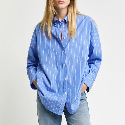 Blue Oversized Striped Poplin Shirt - Gant - Modalova