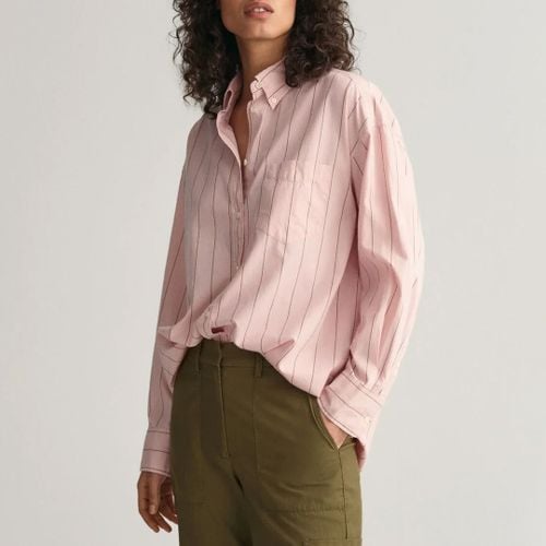 Pink Oversized Striped Poplin Shirt - Gant - Modalova