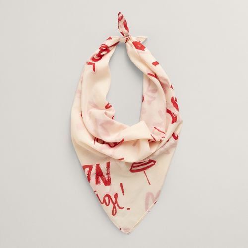 Red Text Printed Cotton Silk Scarf - Gant - Modalova