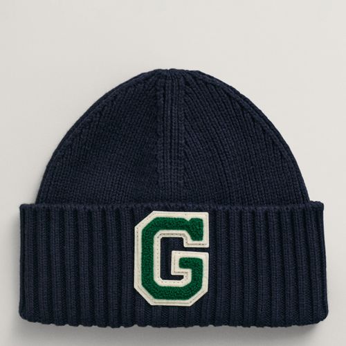 Blue G Badge Rib Knit Beanie - Gant - Modalova