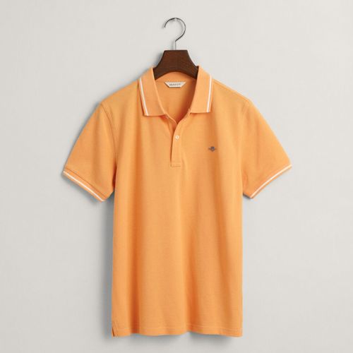 Embroided Shield Pique Cotton Polo Shirt - Gant - Modalova